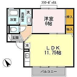 サニーコートA 1LDKの間取図画像