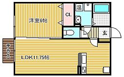 ルーエプラッツ 1LDKの間取図画像