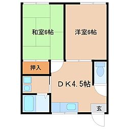 クレール行村 2DKの間取図画像