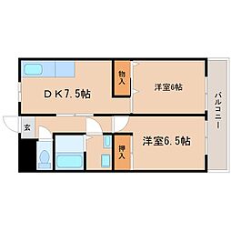 トップペアー福甚No.1 2DKの間取図画像