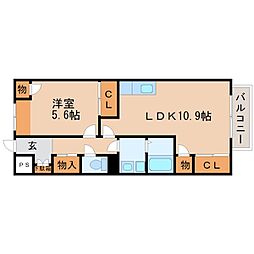メゾンソレイユ 1LDKの間取図画像