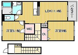 エスポワール 2LDKの間取図画像