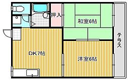 コーポ山川 2DKの間取図画像