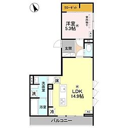 エフティーレコルト 1LDKの間取図画像