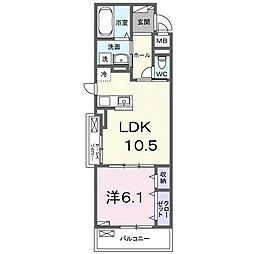 エルグランデSOU 1LDKの間取図画像