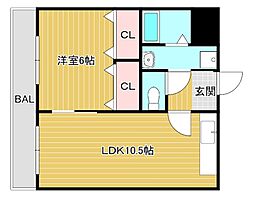 ポレールさかえ 1LDKの間取図画像
