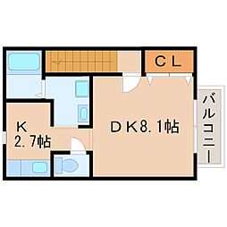 クローバーヒルズ 1Kの間取図画像