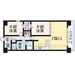 JR草津線 手原駅 徒歩2分の賃貸マンション 6階2LDKの間取り