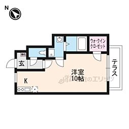JR東海道・山陽本線 南草津駅 徒歩10分の賃貸アパート 1階ワンルームの間取り
