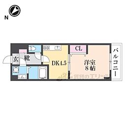 ロイヤルガーデン弐番館 1DKの間取図画像