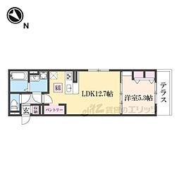 D-ROOM平井B棟 1LDKの間取図画像