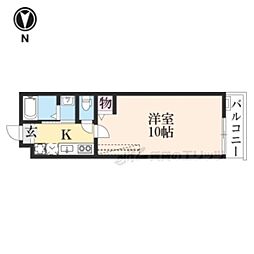 アークリード大津北 3階1Kの間取り