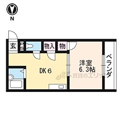 リバージュマンション 1DKの間取図画像