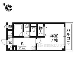 エスポワール湧の上 1Kの間取図画像