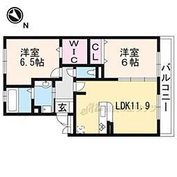 カルムメゾンアンソレイェ1 2LDKの間取図画像