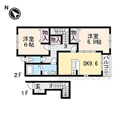 ブライトハウス瀬田A 2LDKの間取図画像