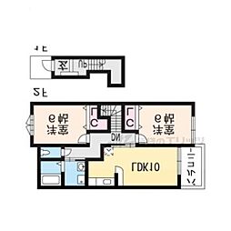 グリーンガーデンB棟 2LDKの間取図画像