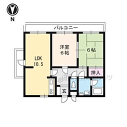 グランメール桜野 2LDKの間取図画像