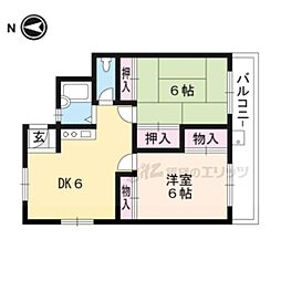 ハイツ堅田 1LDKの間取図画像