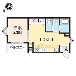 ラポール野洲20 1LDKの間取図画像