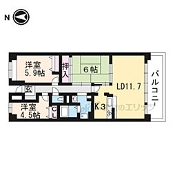 ベルヴィ草津 3LDKの間取図画像
