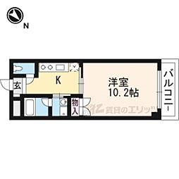 エリーフラッツ京町 1Kの間取図画像