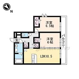 クレストブルー 2LDKの間取図画像