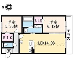 ラヴィベル栗東 2LDKの間取図画像
