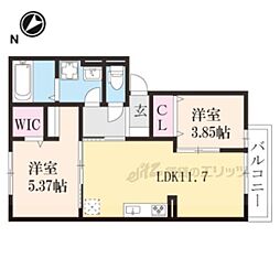 メルベーユM 2LDKの間取図画像
