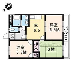 アメニティ21 3DKの間取図画像