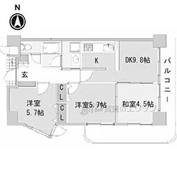 グランドール浜大津 3DKの間取図画像