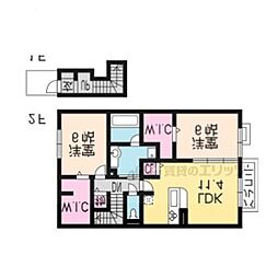 リジェール 2LDKの間取図画像