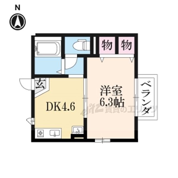 滋賀県彦根市中藪町(賃貸アパート1DK・2階・25.45㎡)の写真 その2