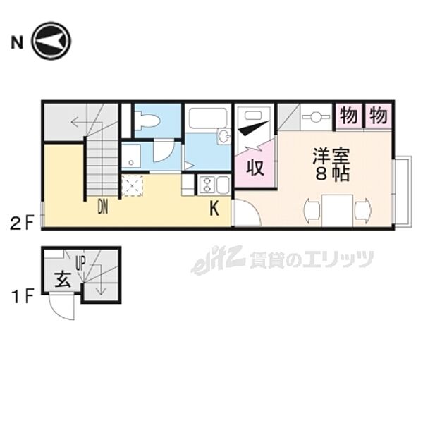 滋賀県蒲生郡日野町大字松尾(賃貸アパート1K・2階・28.02㎡)の写真 その2
