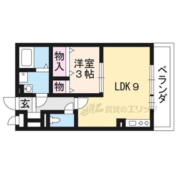 滋賀県東近江市八日市本町(賃貸アパート1LDK・3階・33.12㎡)の写真 その2