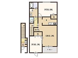 グレイスガーデン1 2LDKの間取図画像