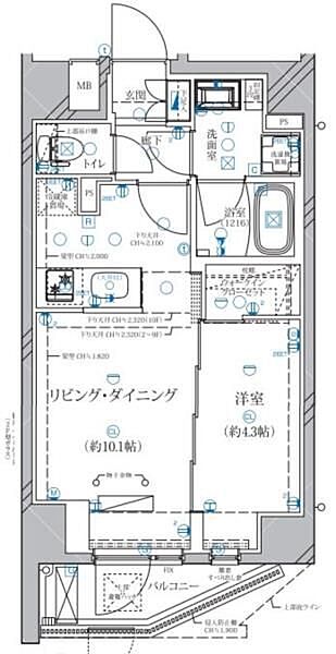 東京都北区赤羽1丁目(賃貸マンション1LDK・2階・36.80㎡)の写真 その2