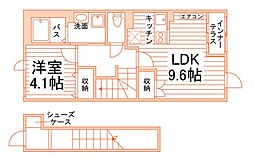 サン・メゾン波多江 2階1LDKの間取り