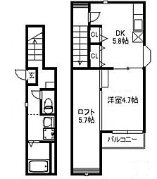 ジョイナス 1DKの間取図画像