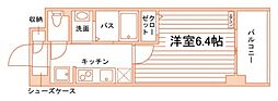 アスミール伊都 1Kの間取図画像