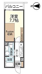 ルーミエN 1Kの間取図画像