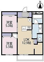 CarinoNoce 2LDKの間取図画像