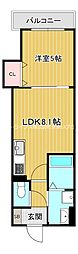 京阪本線 寝屋川市駅 徒歩10分の賃貸アパート 1階1LDKの間取り