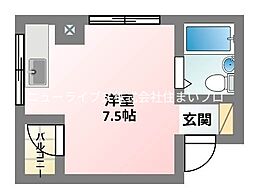 ドミシル萱島 ワンルームの間取図画像