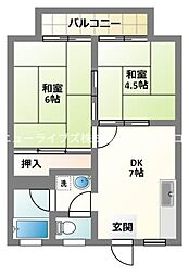 小林ハイツ 2DKの間取図画像