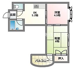メゾン南町 2DKの間取図画像
