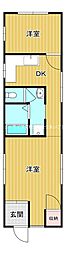桜木町アパート 2DKの間取図画像