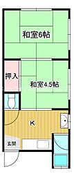 山田マンション 2Kの間取図画像