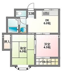 ウエストヒルズ神田 2DKの間取図画像