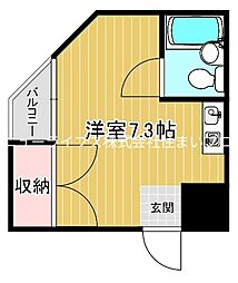 平池マンション ワンルームの間取図画像